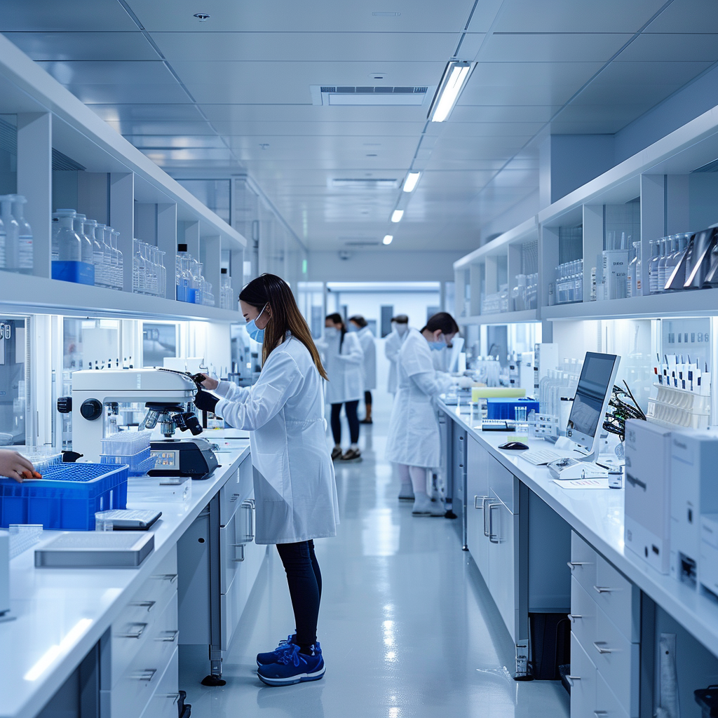grofvlad Create an image of a genetics testing laboratory Clean 60ca04da a258 4ad5 be06 3e232206b648
